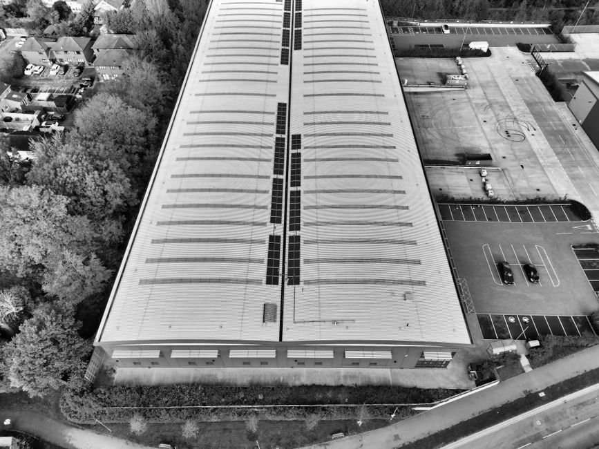 Palletized solar modules in the Bakersfield warehouse